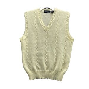 VTG Finalist Sweater Vest Men's Medium Butter Preppy Academia 90s Classic Tennis